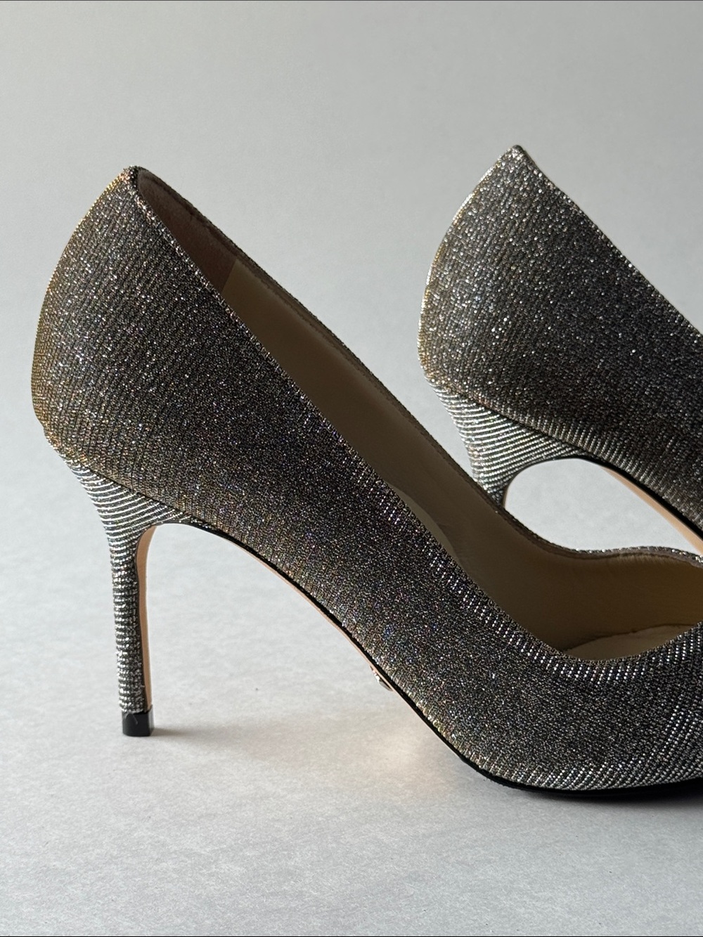 BRAND NEW - Sarah Flint Perfect Pump 85 in Gunmetal Lame. Pointed-Toe Pumps. - Picture 14 of 16